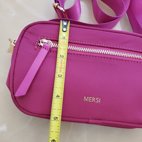 MERSI June Nylon Crossbody Bag in Magenta with Gold Hardware - Picture 12 of 15